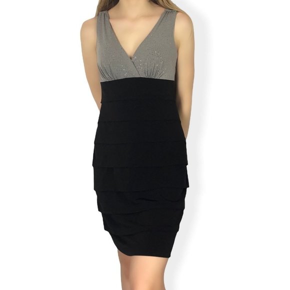 Enfocus Studio Dresses & Skirts - 3/$30 ⭐️ SLEEVELESS V-Neck Gray and Black Dress